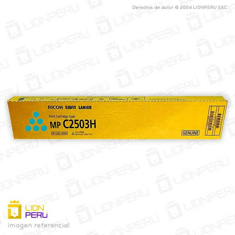 Toner Ricoh 841921, MP C2503 Cartucho Original Cyan