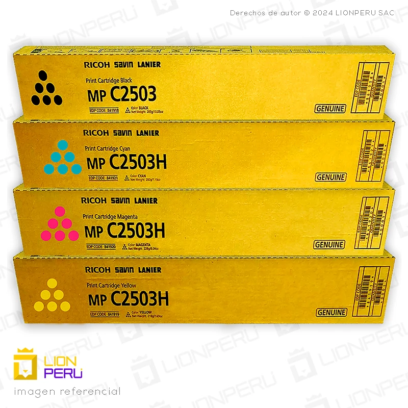 Toner Ricoh MP C2503, Cartucho Original Pack Completo