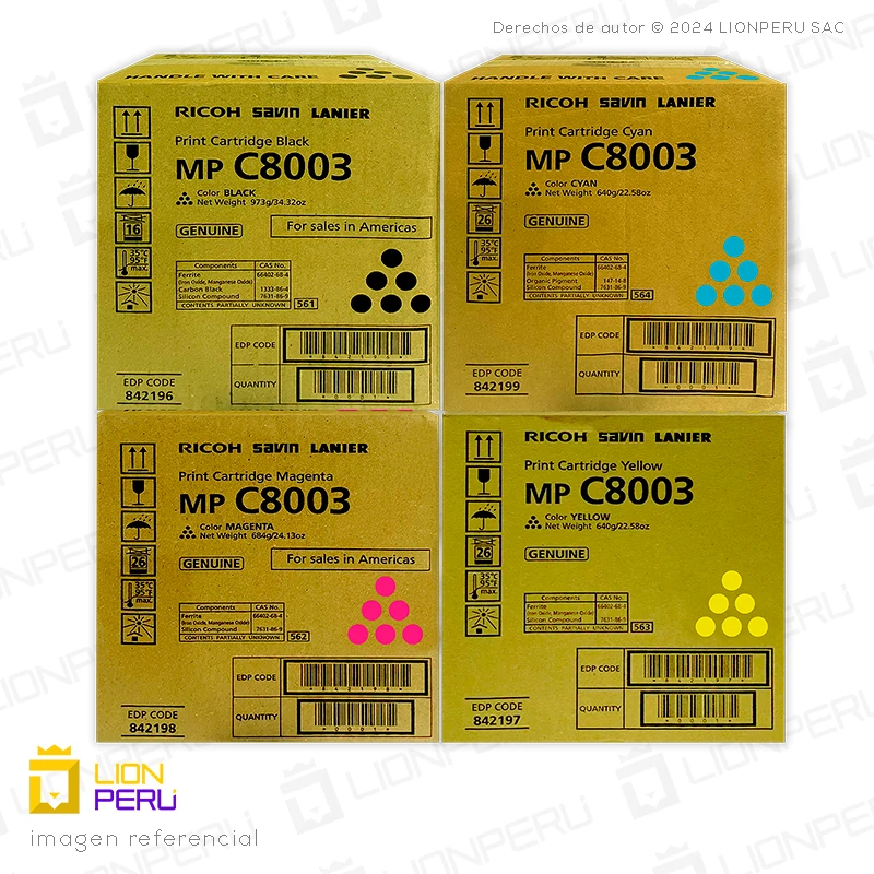 Toner Ricoh MP C8003, Cartucho Original Pack Completo