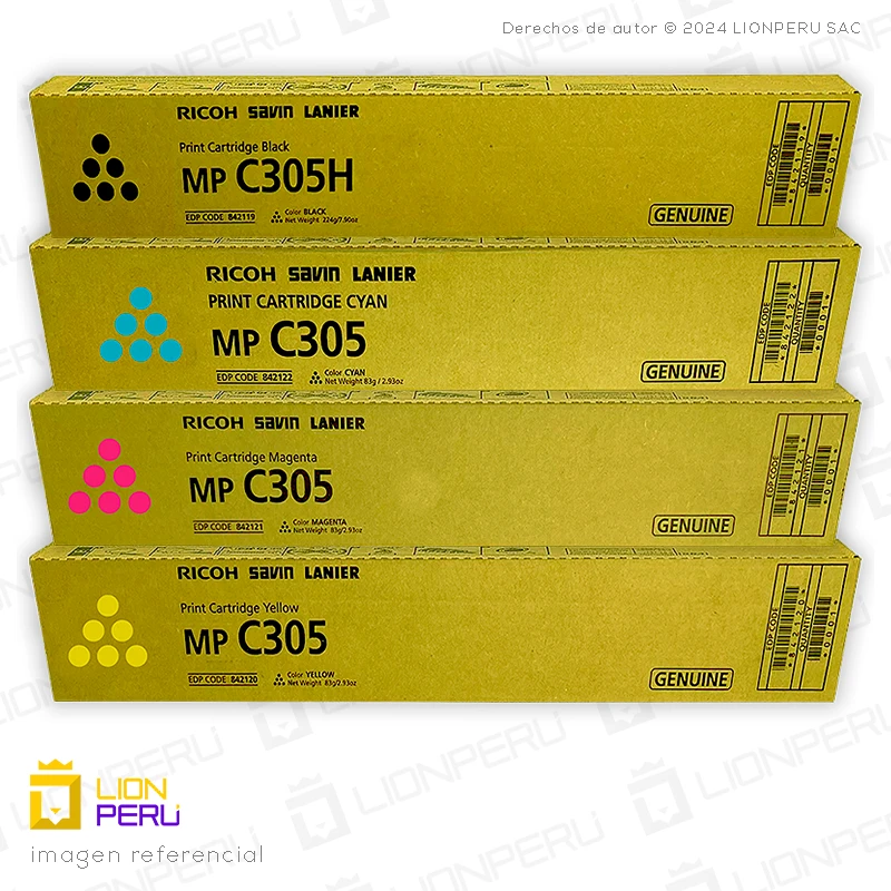 Toner Ricoh MP C305, Cartucho Original Pack Completo