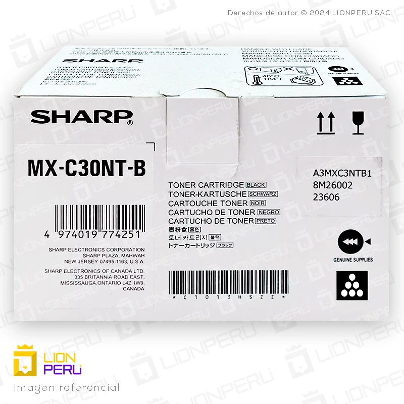 Toner Sharp MX-C30NTB, MXC30NTB Cartucho Original Black