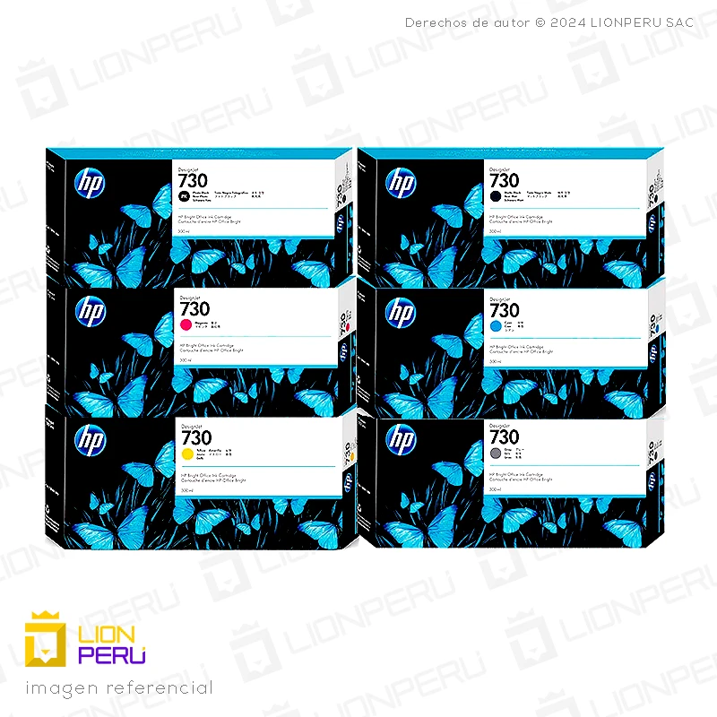 Tinta HP 730 de 300ml Cartucho Pack Completo