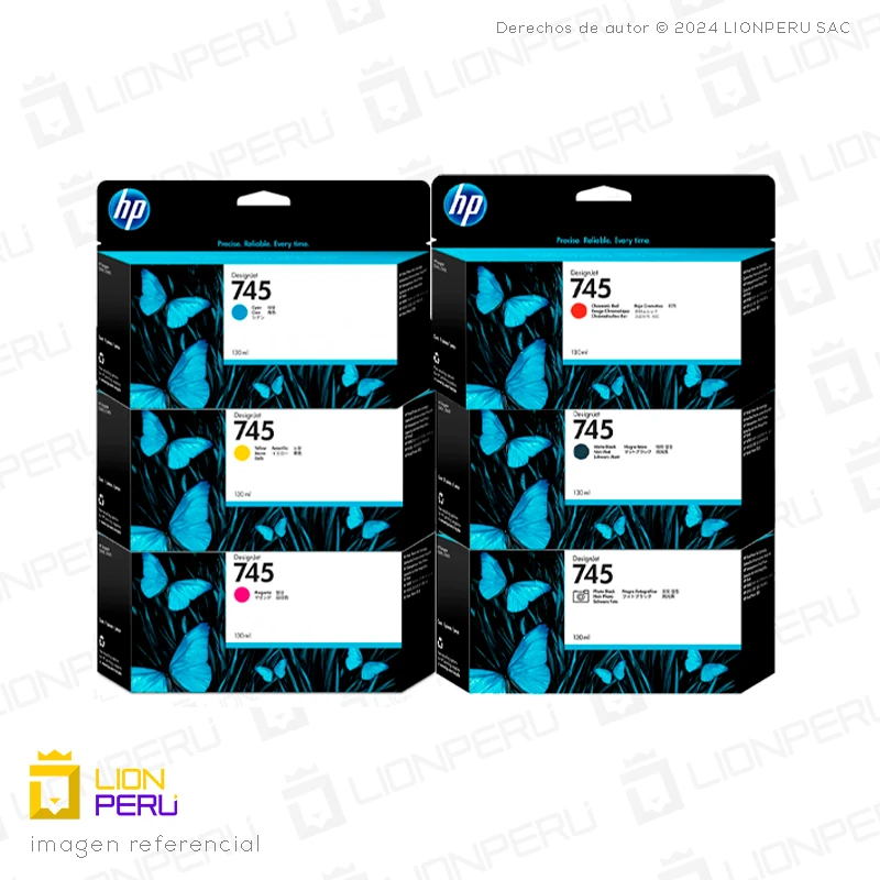 Tinta HP 745A Pack Kit Cartuchos Originales 130ml