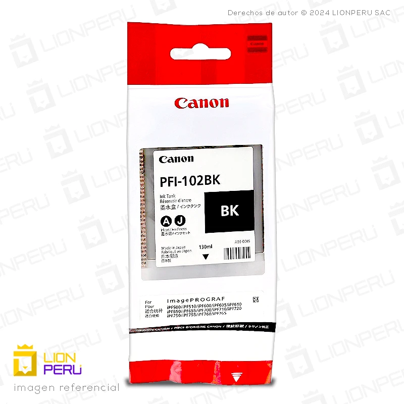 Canon PFI-102BK Cartucho de Tinta Negro Original