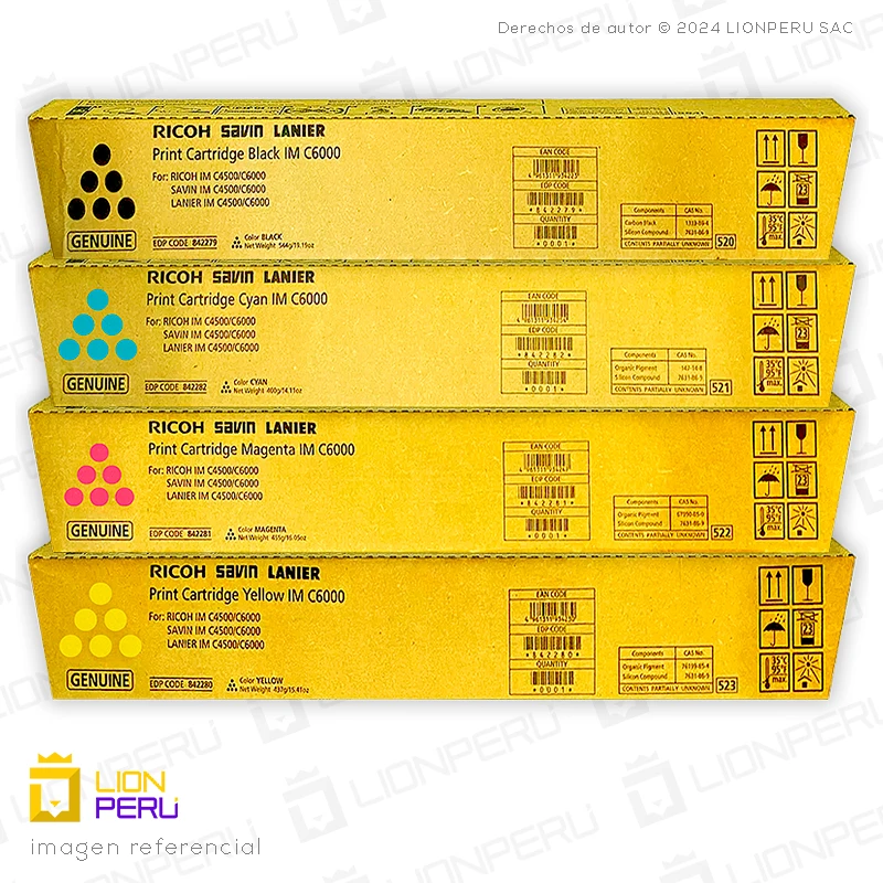 Toner Ricoh IM C6000, Cartucho Original Pack Completo