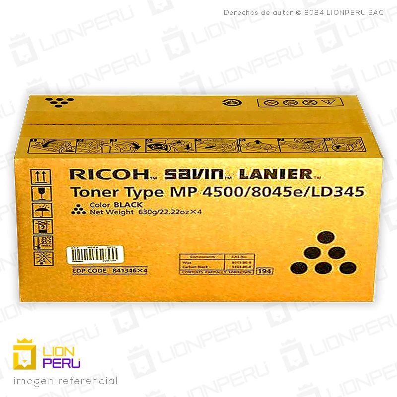 Toner Ricoh MP 4500, 841346 Original Cartucho Black