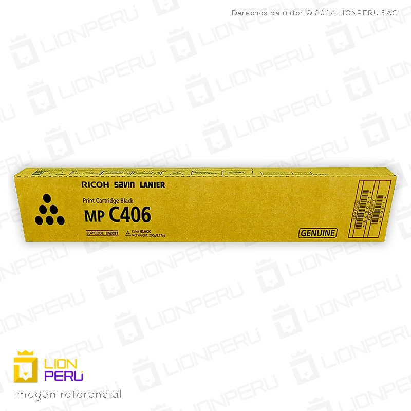 Toner Ricoh 842091, MP C406 Cartucho Original Black