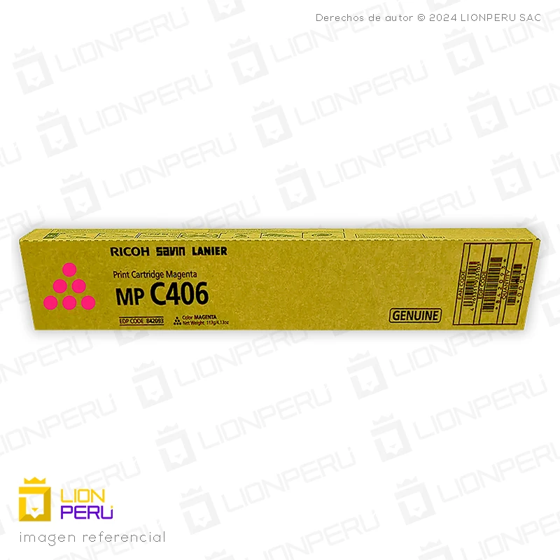 Toner Ricoh 842093, MP C406 Cartucho Original Magenta