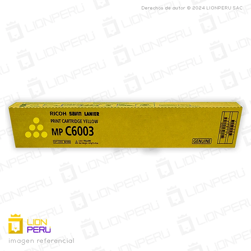 Toner Ricoh 841850, MP C6003 Cartucho Original Yellow