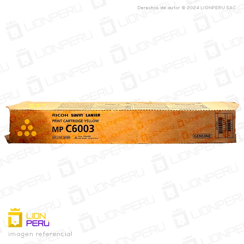 Toner Ricoh 841850, MP C6003 Cartucho Original Yellow