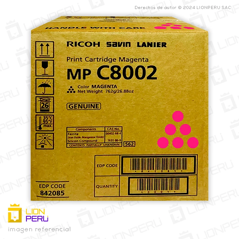 Toner Ricoh 842085, MP C8002 Cartucho Original Magenta