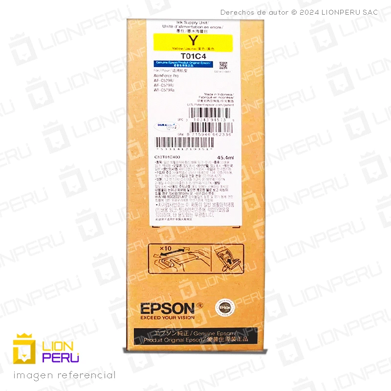 Tinta Epson T01C400, T01C4 Bolsa Original Amarillo