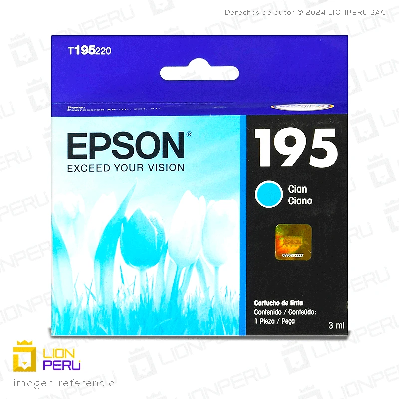 Tinta Epson T195220, T1952 Cartucho Original Cyan