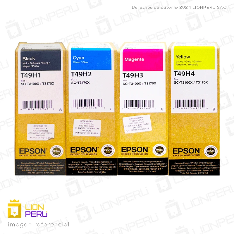 Tinta Epson T49H, 49H Botella Original Pack Completo