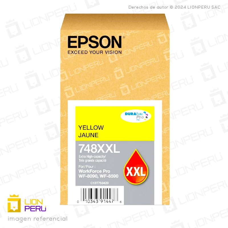 Tinta Epson T748XXL420, T748XXL4 Cartucho Original Amarillo