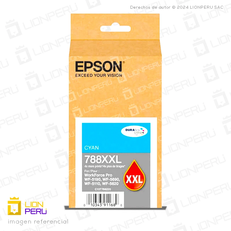 Tinta Epson T788XXL220, T788XXL2 Cartucho Original Cyan