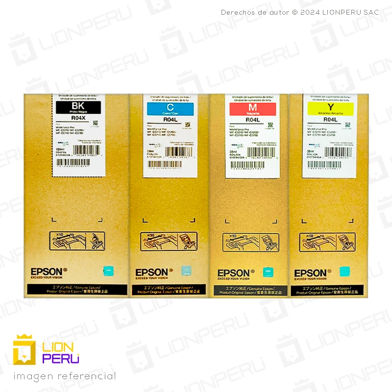 Tinta Epson R04L, R04X, T941, T942 Bolsa Original Pack