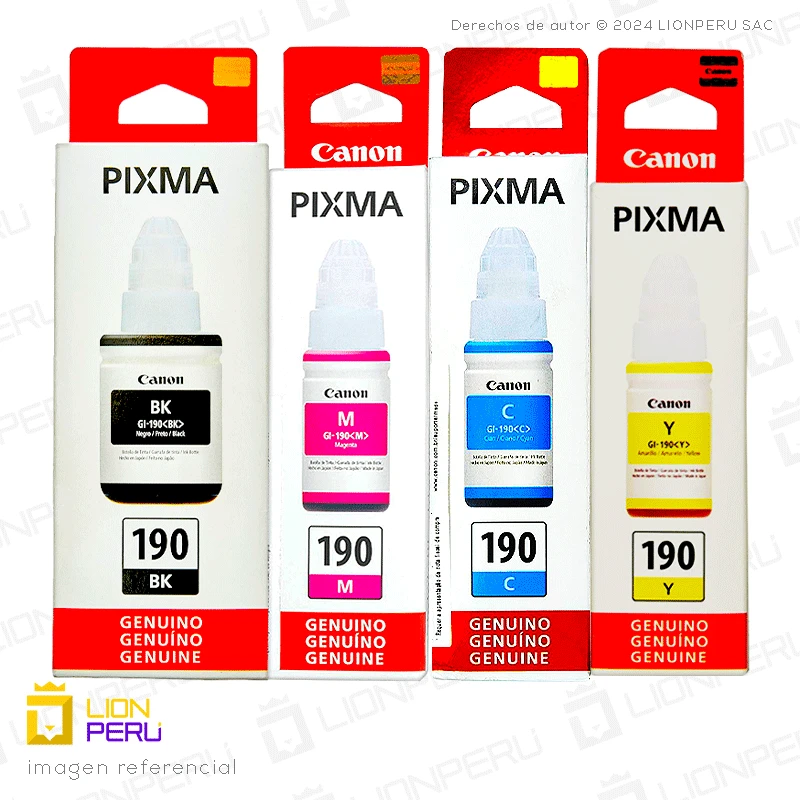 Tinta Canon 190 Botella Original Pack Completo