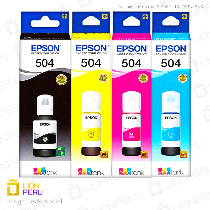 Tinta Epson T504, 504 Botella Original Pack Completo