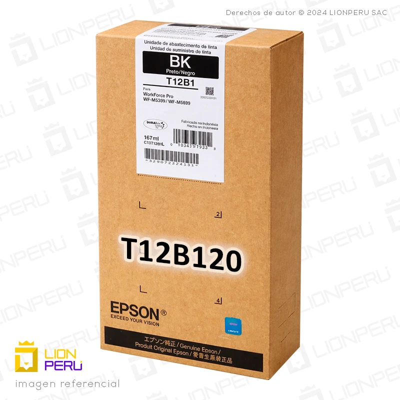 Tinta Epson T12B120, T12B1 Bolsa Original Negro