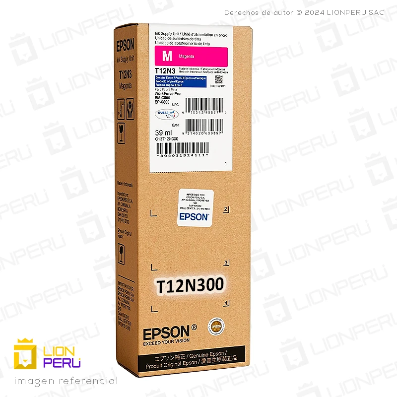 Tinta Epson T12N300, T12N3 Bolsa Original Magenta