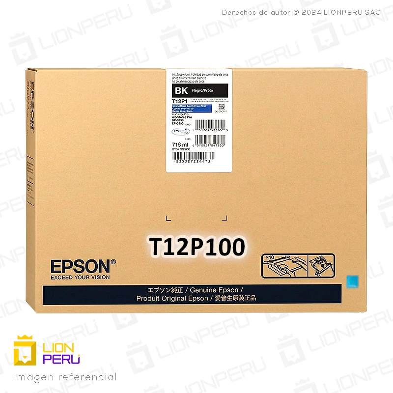 Tinta Epson T12P100, T12P1 Bolsa Original Negro