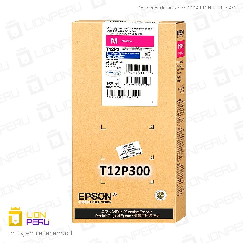 Tinta Epson T12P300, T12P3 Bolsa Original Magenta