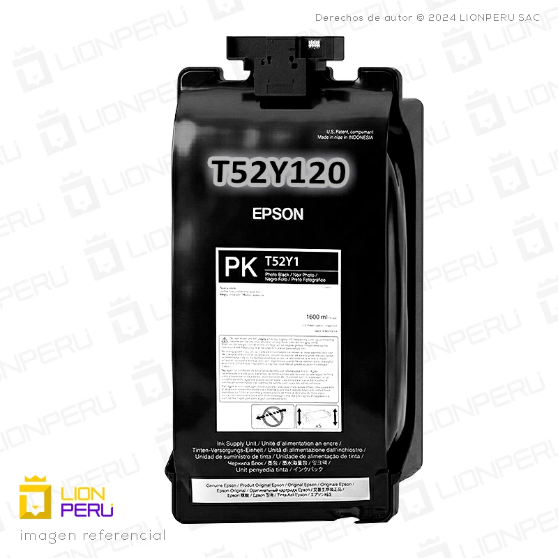 Tinta Epson T52Y120, T52Y Bolsa Original Negro Foto