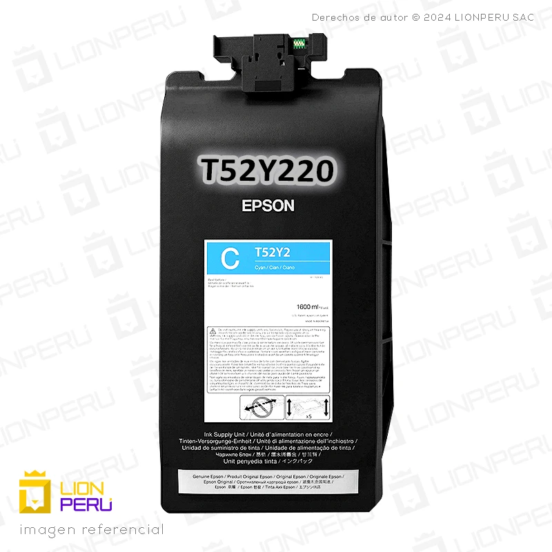 Tinta Epson T52Y220, T52Y Bolsa Original Cian