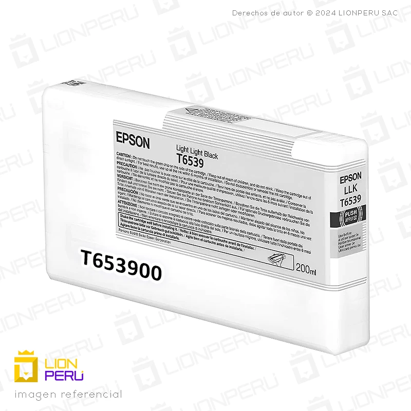 Tinta Epson T653900, T6539 Cartucho Original Negro Claro Claro