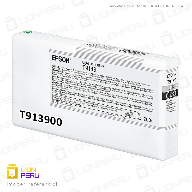 Tinta Epson T913900, T9139 Negro Claro Claro Original