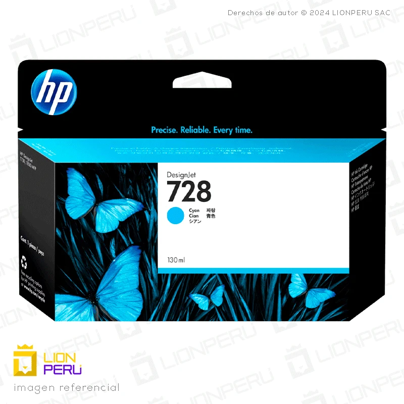 Tinta HP 728, F9J67A Cartucho Original Cyan