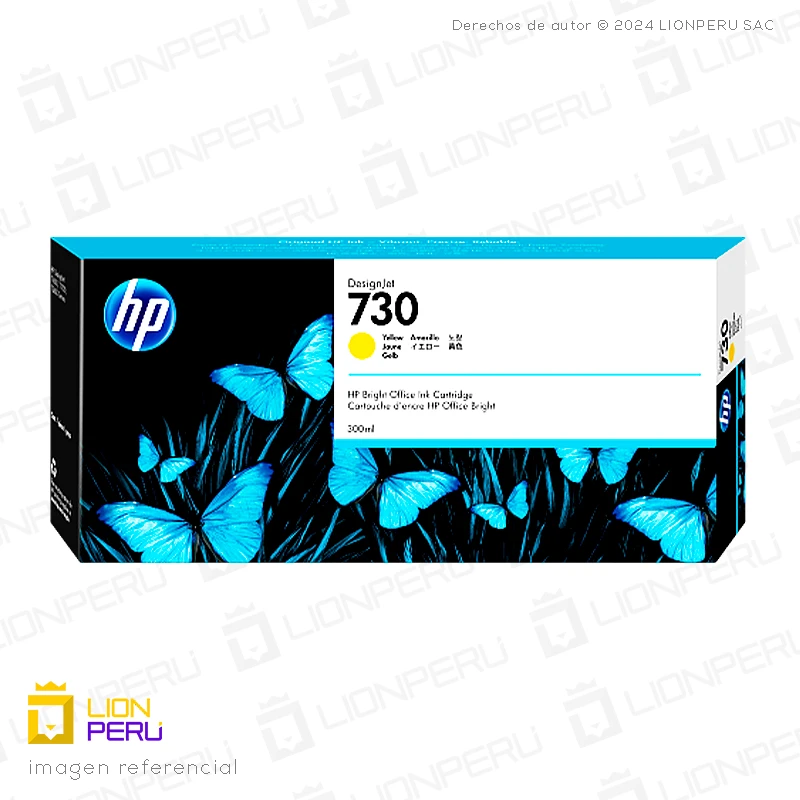 Tinta HP 730, P2V70A Cartucho Amarillo 300ml