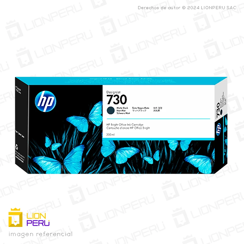 Tinta HP 730, P2V71A Cartucho Negro Mate 300ml