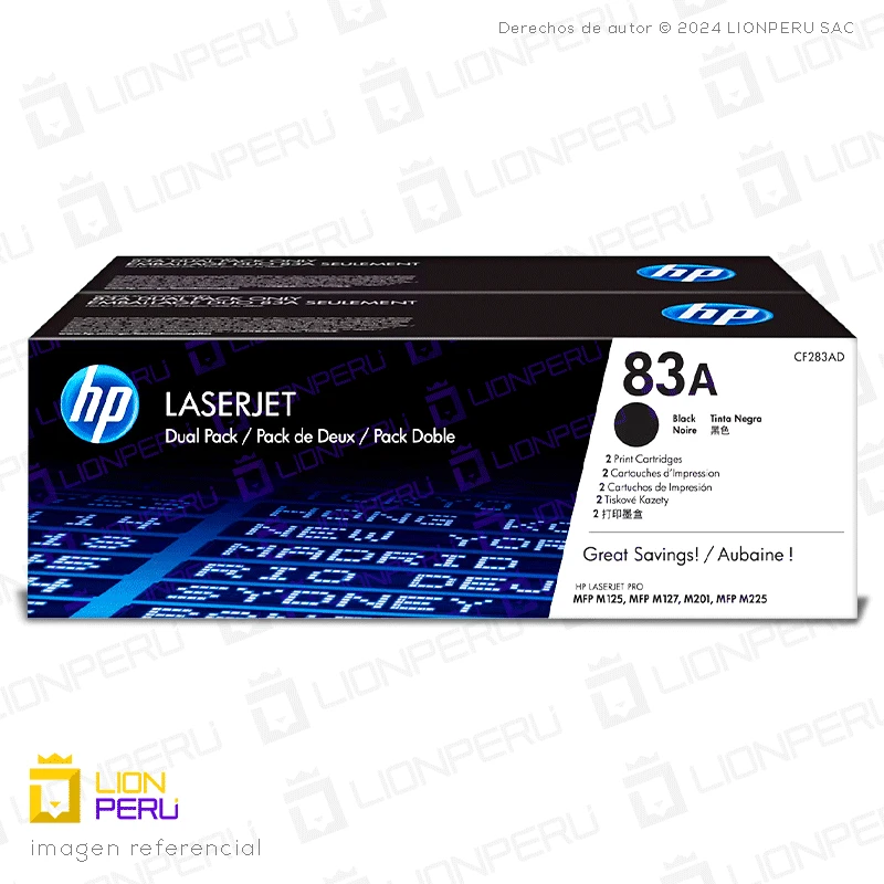 Toner HP 83AD, CF283AD Cartucho Original Negro