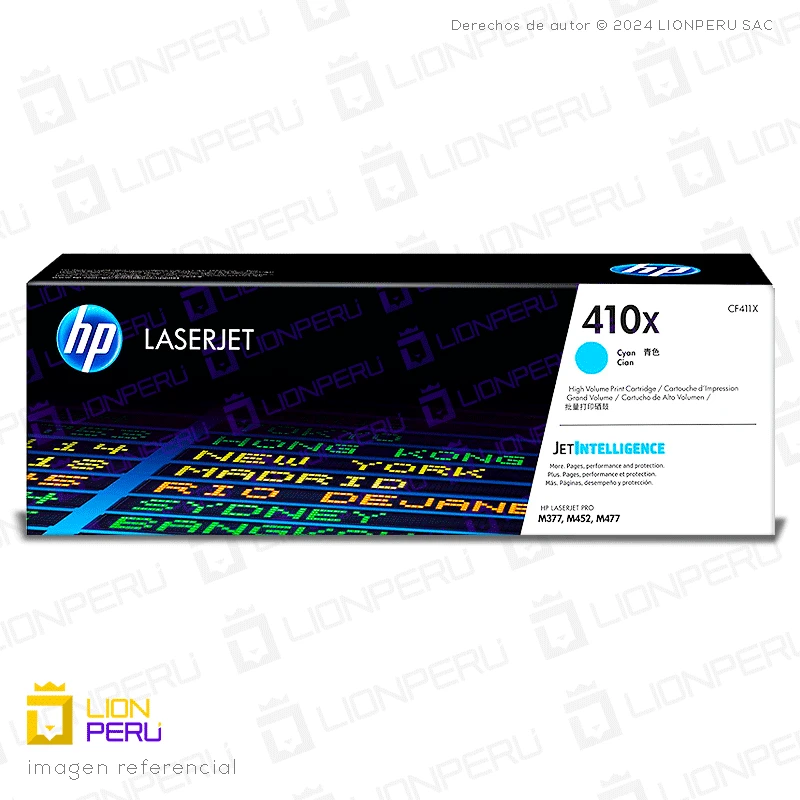 Toner HP 410X, CF411X Cartucho Original Cyan