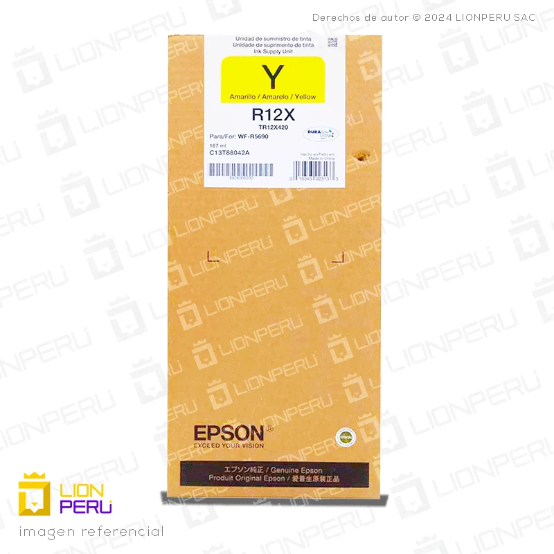 Tinta Epson TR12X420, TR12X4 Bolsa Original Amarillo