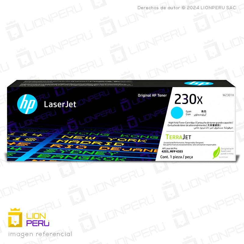 Toner HP 230X, W2301X Cartucho Original Cyan