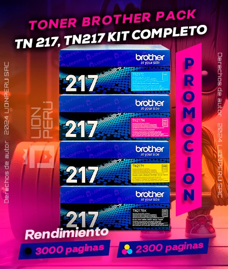 Toner Brother TN-217 Cartridge TN217 Pack Kit Completo