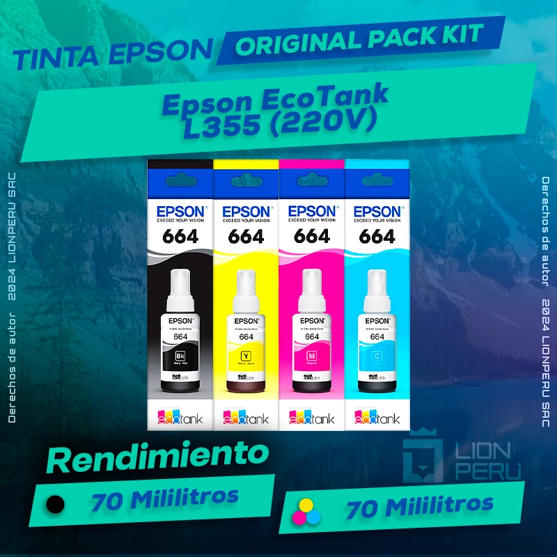 Tinta Epson  L355 (220V) EcoTank Botella Original