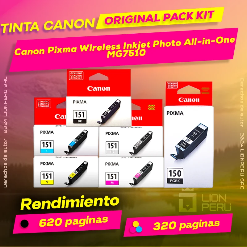 Tinta Canon MG7510 Pixma Wireless Inkjet Photo All-in-One