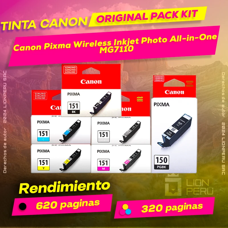 Tinta Canon MG7110 Pixma Wireless Inkjet Photo All-in-One