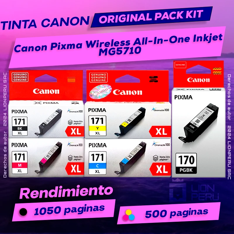 Tinta Canon MG5710 Pixma Wireless All-In-One Inkjet