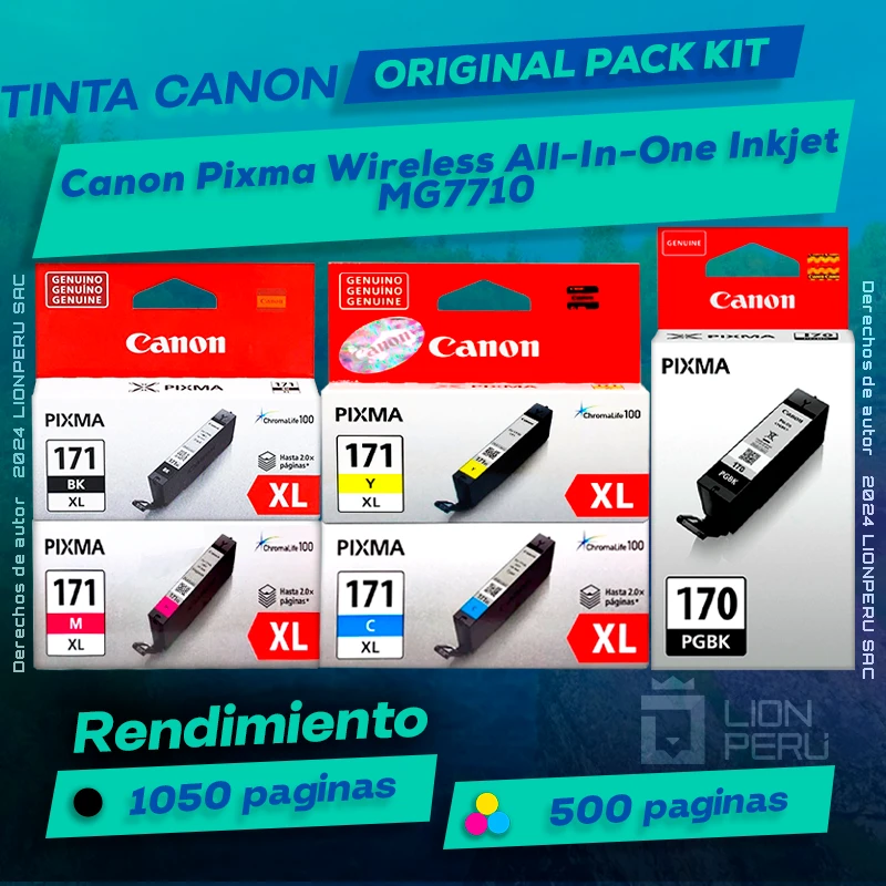 Tinta Canon MG7710 Pixma Wireless All-In-One Inkjet