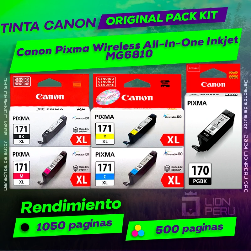 Tinta Canon MG6810 Pixma Wireless All-In-One Inkjet