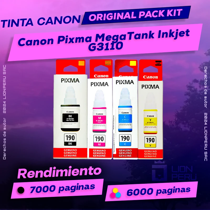 Tinta Canon G3110 Pixma MegaTank Inkjet Botella Original