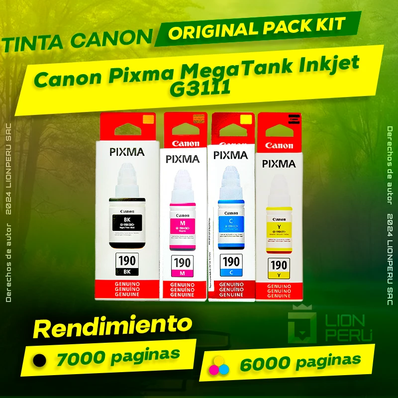 Tinta Canon G3111 Pixma MegaTank Inkjet Botella Original