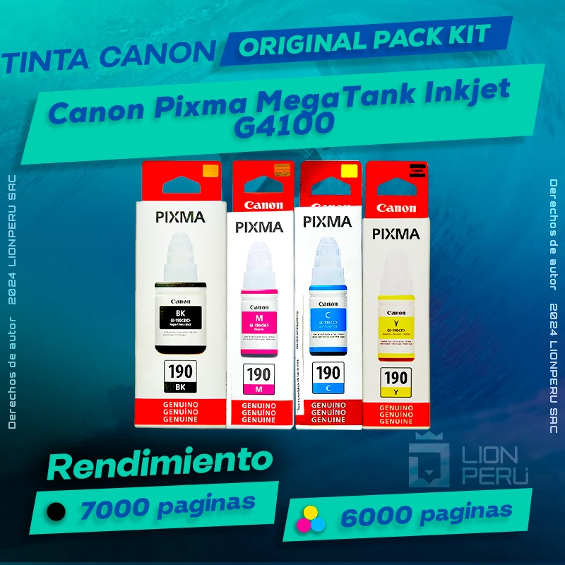 Tinta Canon G4100 Pixma MegaTank Inkjet Botella Original