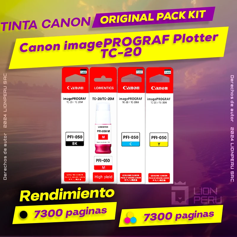 Tinta Canon TC-20 imagePROGRAF Plotter Botella Original