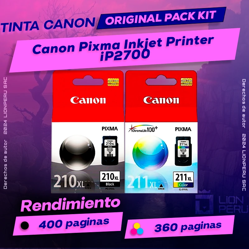 Tinta Canon iP2700 Pixma Inkjet Printer Cartucho Original